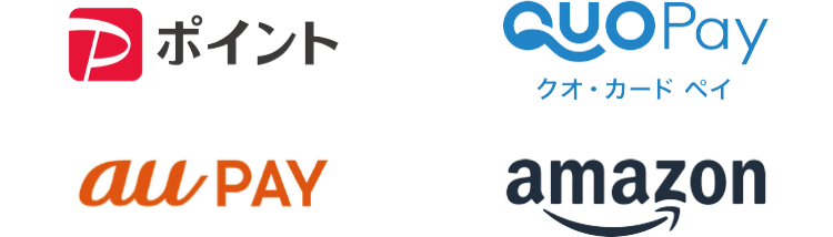 PayPayポイント、QUOPay（クオ・カード ペイ）、au PAY、amazon